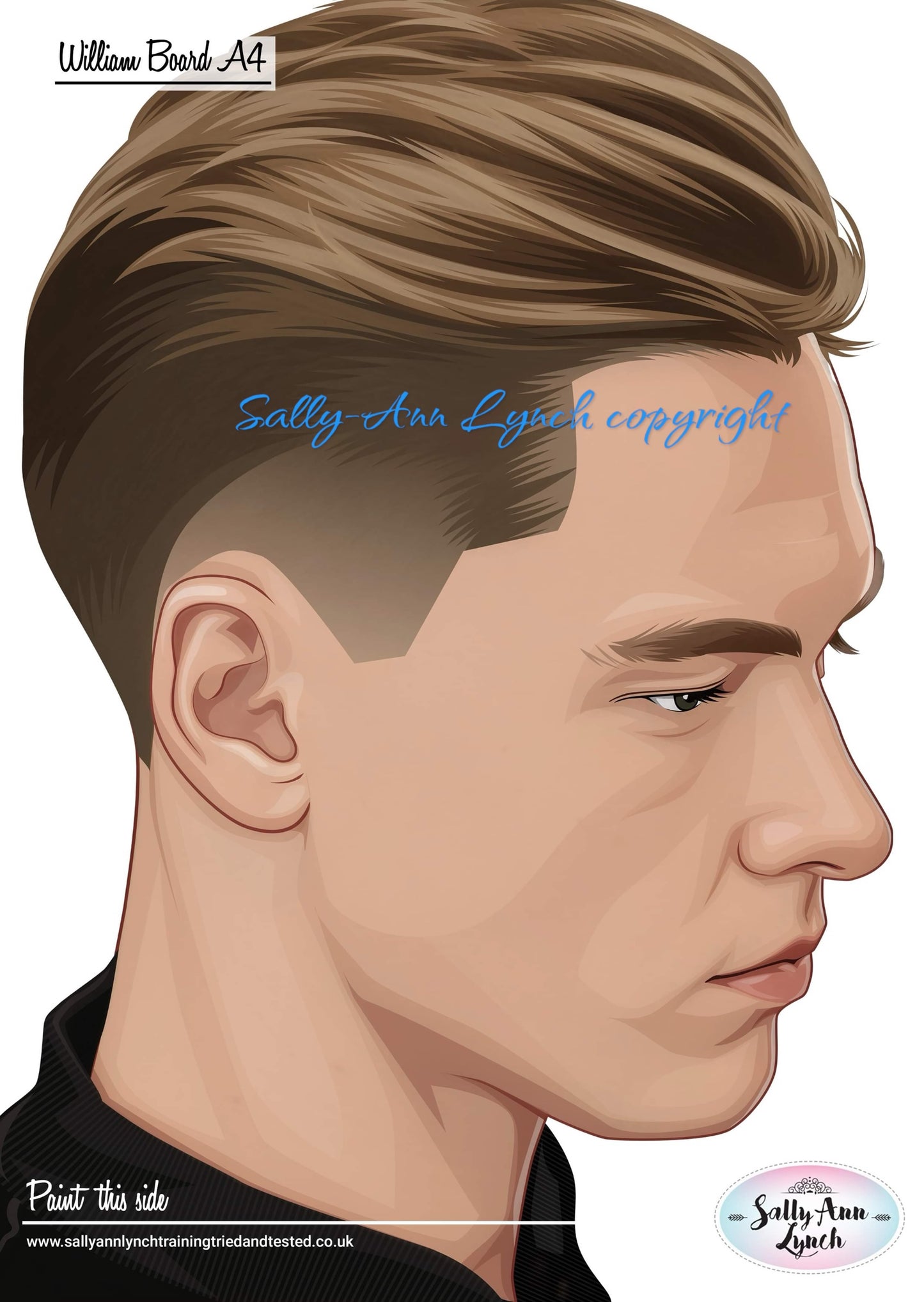 A4 WILLIAM PRACTICE FACE PAINTING BOARD By Sally-Ann Lynch