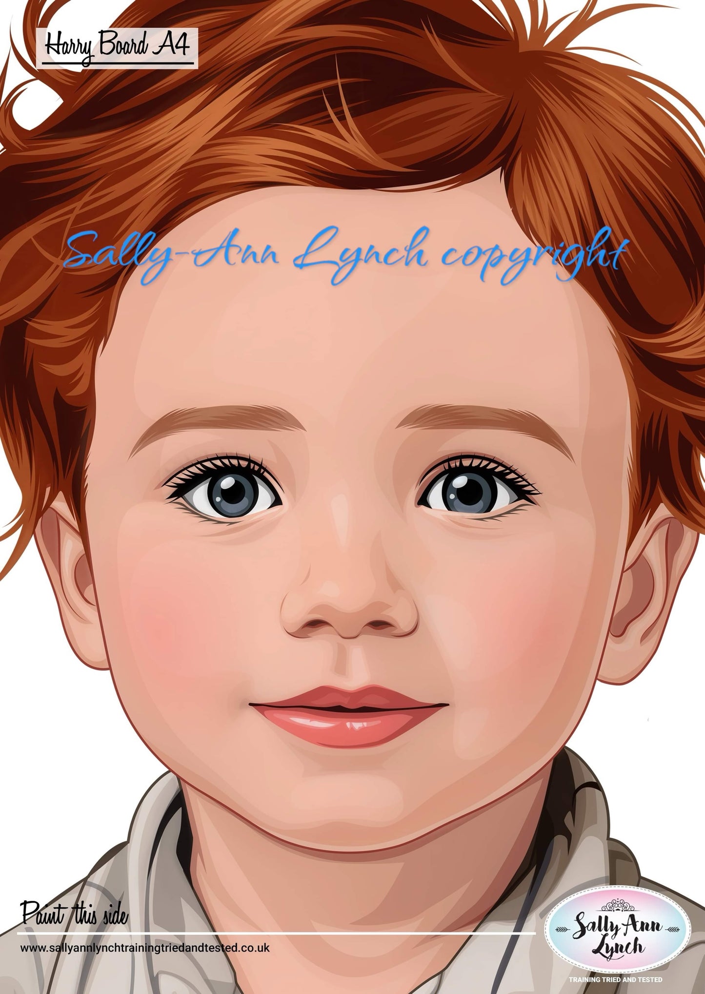 A4 HARRY CHILD PRACTICE FACE PAINTING BOARD By Sally- Ann Lynch