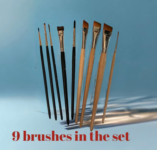 9 brush set.   Sally’s go to brushes for on the job perfection.