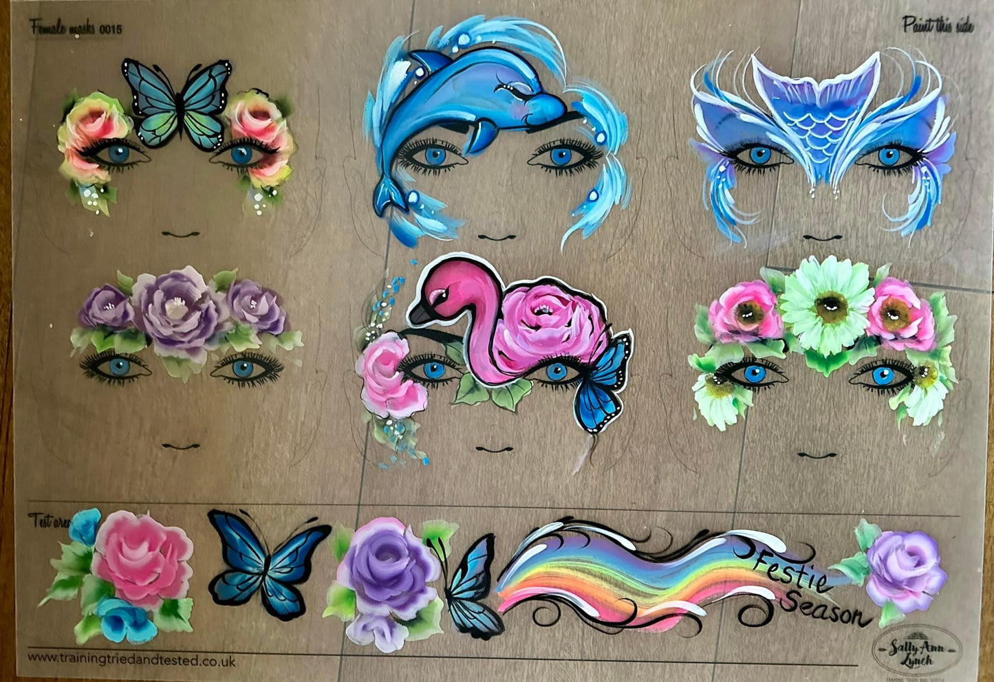 A2 Ladies 6 Mask Board A2 Face Painting Board (Portrait) By Sally-Ann Lynch