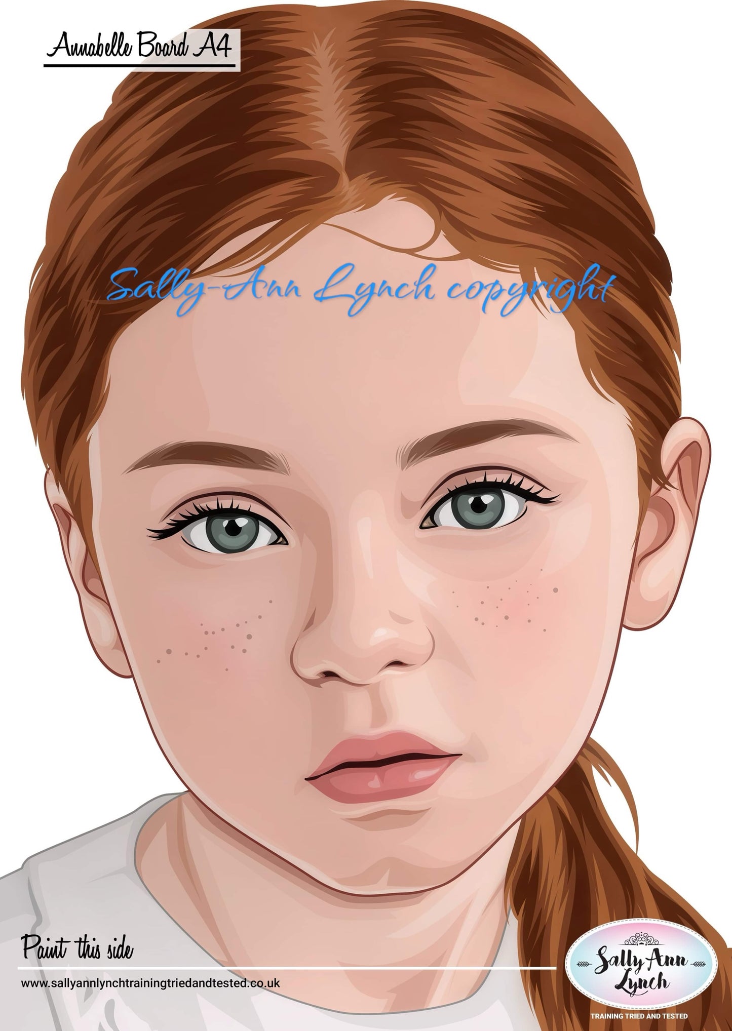A4 ANNABELLE PRACTICE FACE PAINTING BOARD By Sally-Ann Lynch