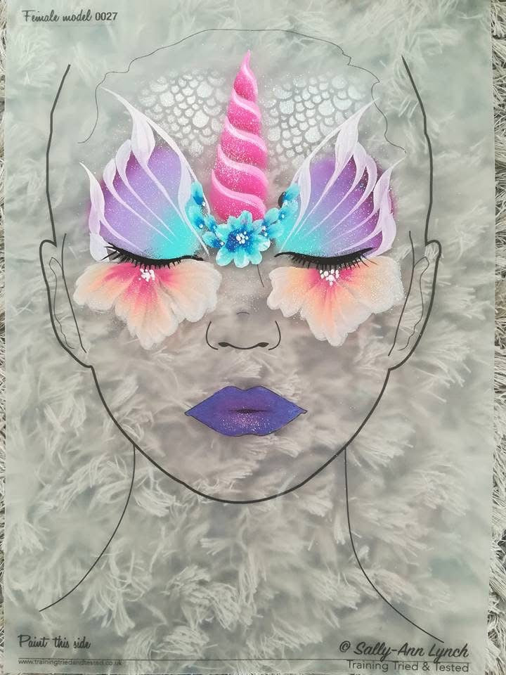 A4 Ladies Eyes Closed Practice Face Painting Board by Sally-Ann Lynch