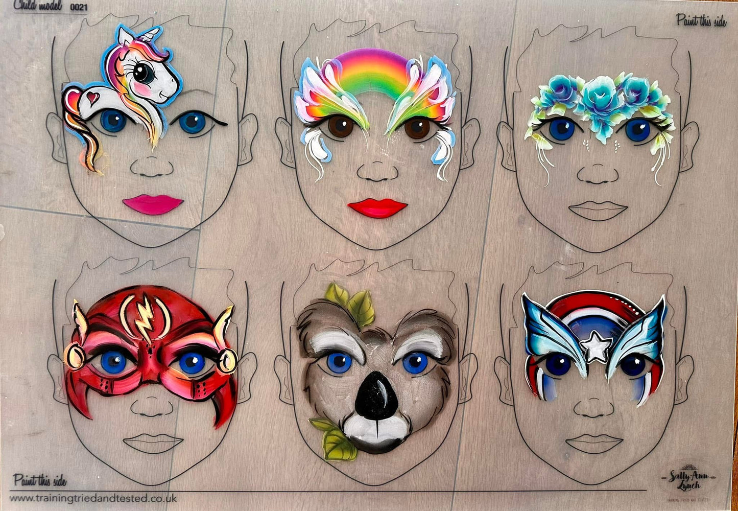 A2 6 x Child Face Practice & Display Face Painting Board (Landscape) by Sally-Ann Lynch
