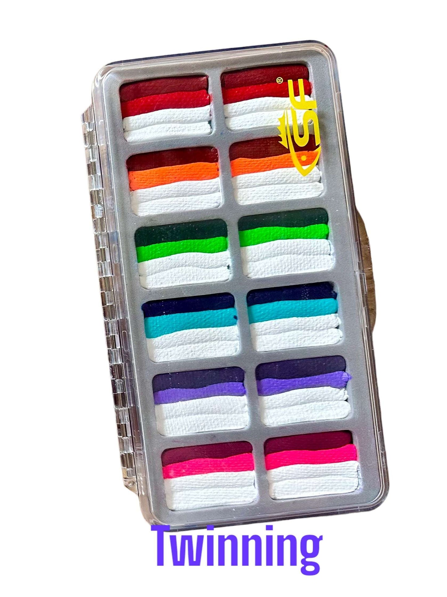 Twinning - 12 Colour One Stroke Face Paints Bespoke Palette by Sally-Ann Lynch