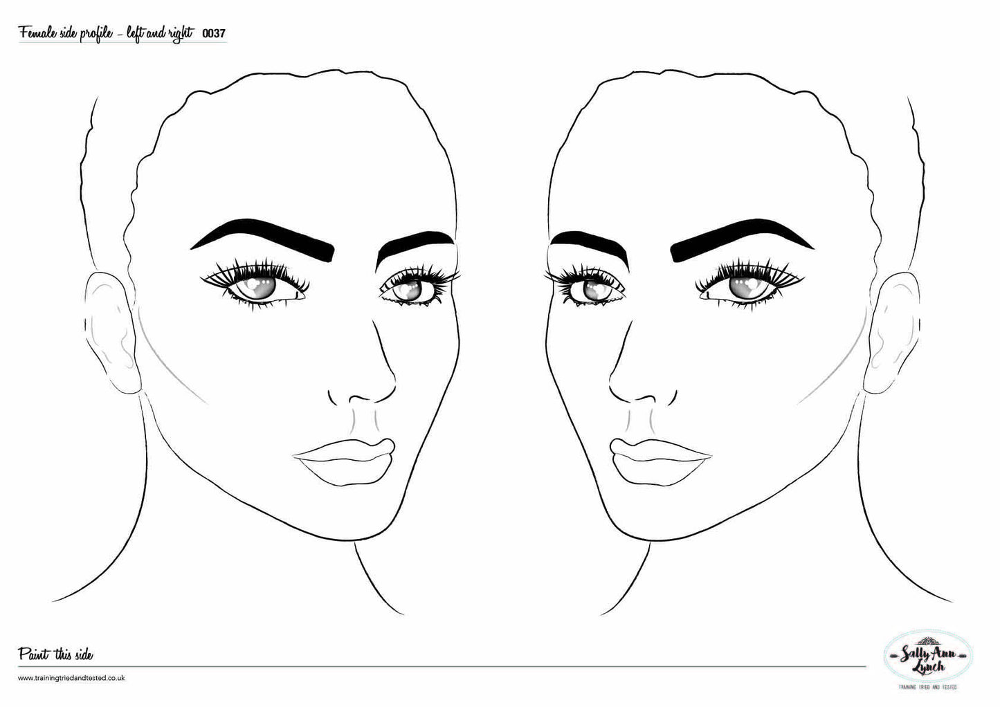 A3 Double 3D Side Faces Clear (Left & Right Facing) Landscape Clear Practice Face Painting Board by Sally-Ann Lynch