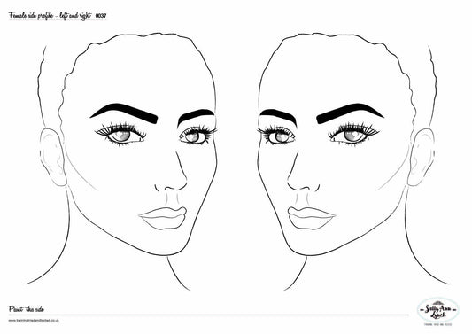 A3 Double 3D Side Faces Clear (Left & Right Facing)  Landscape Clear Practice Face Painting Board by Sally-Ann Lynch