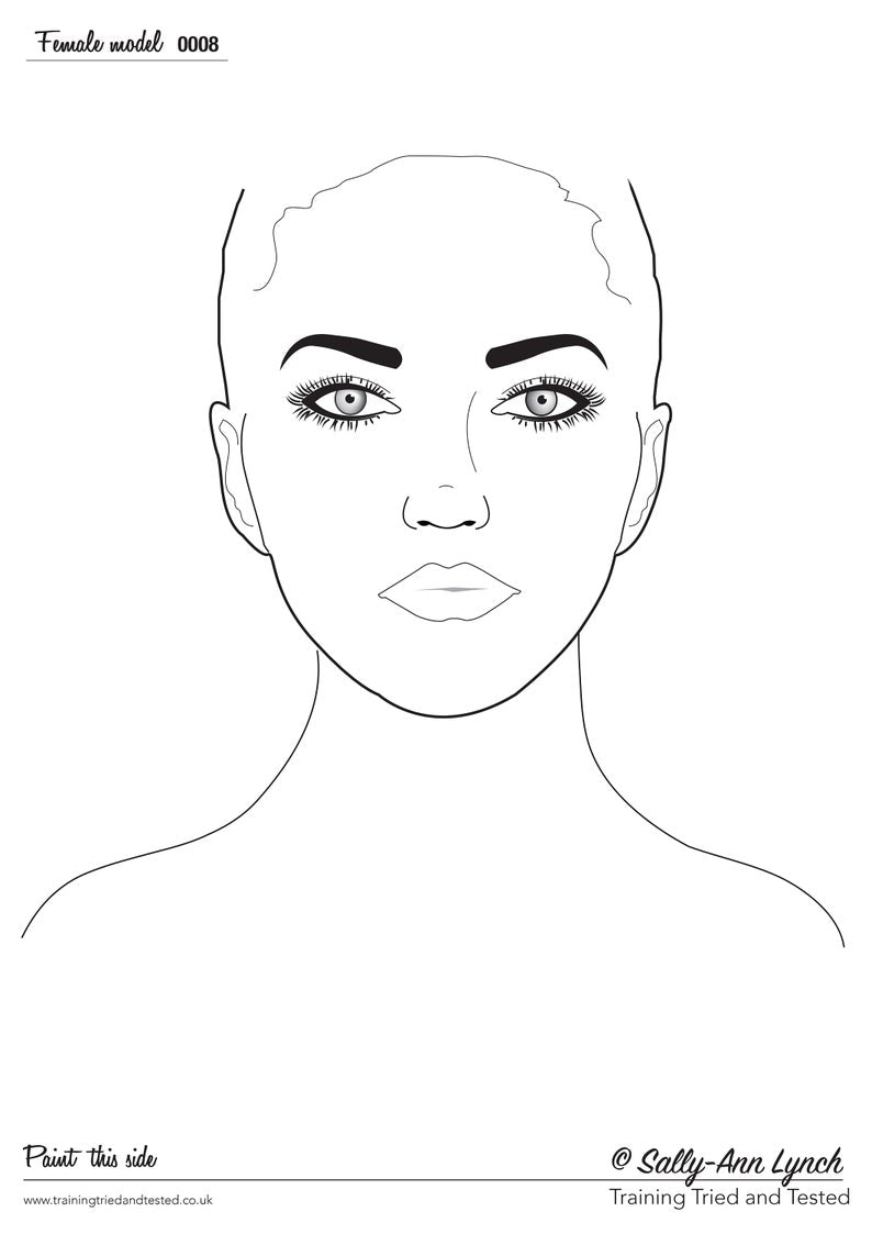 A3 Full Face Ladies Face and Decolletage Face Painting Board (Portrait) by Sally-Ann Lynch