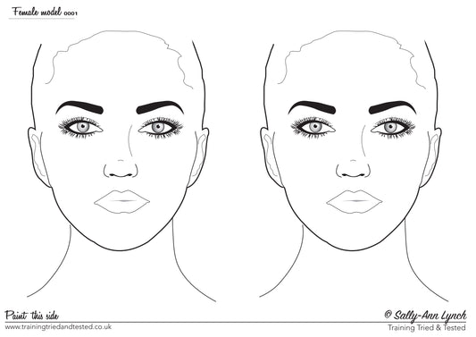 A3 Double Board Ladies Full  Faces Eyes Open  Face Painting Practice Board (Landscape) by Sally-Ann Lynch