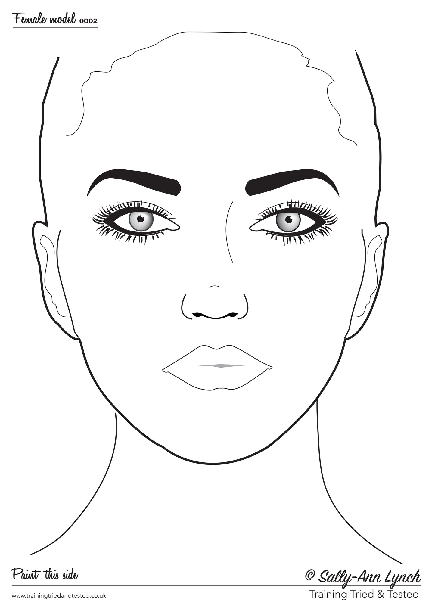 A4 Full ladies Face Practice & Display Face Painting Board by Sally-Ann Lynch