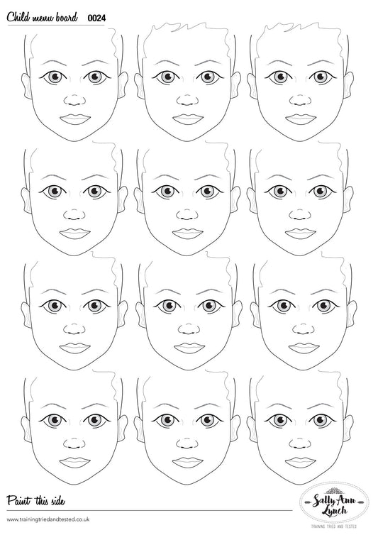 A2 12 x Child Face Practice & Display Board (Portrait) by Sally-Ann Lynch Training Tried & Tested