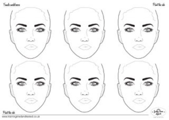 A2 x 6 Full Face Ladies Practice Face Painting Board (Landscape) by Sally-Ann Lynch