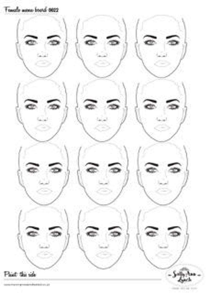 A2 12 x Full Face Ladies Practice & Display Face Painting Board (Portrait) by Sally-Ann Lynch
