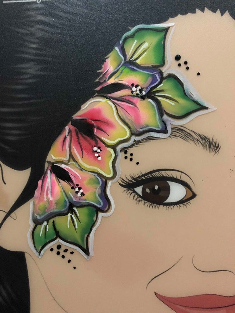 A4 Daisy Lady's 3D Side Face - right facing Face Painting Practice Board by Sally-Ann Lynch