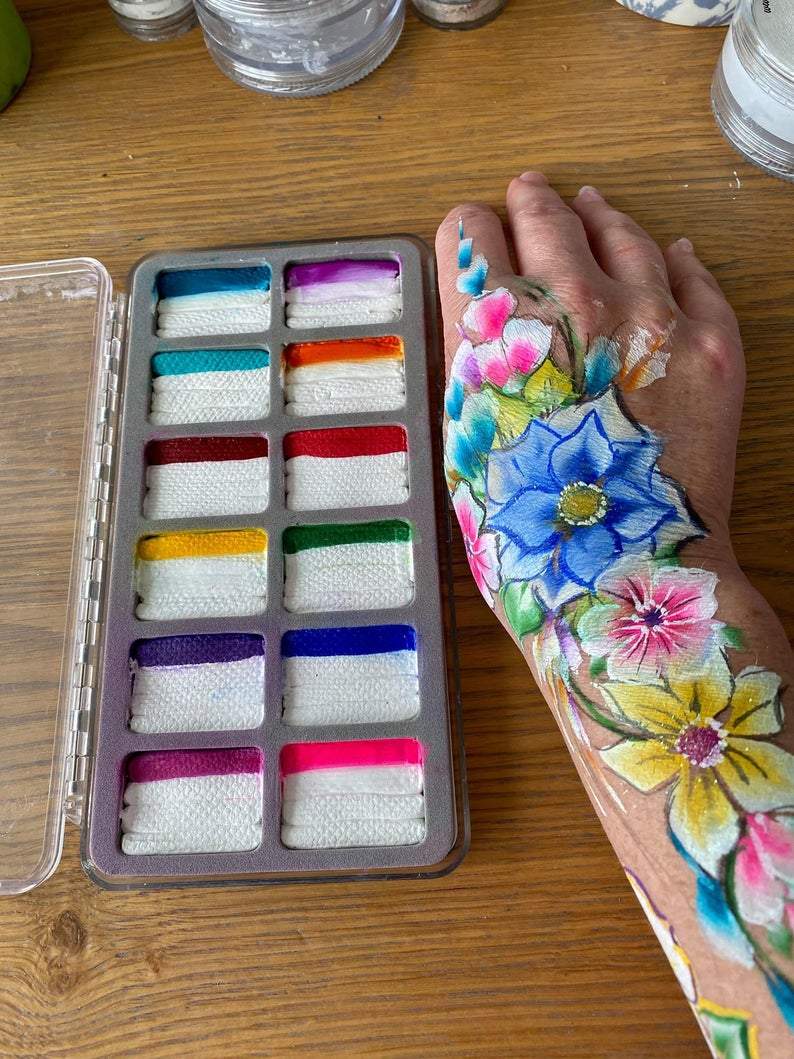 White Slice Botanical 12 colour one stroke Face Paint palette