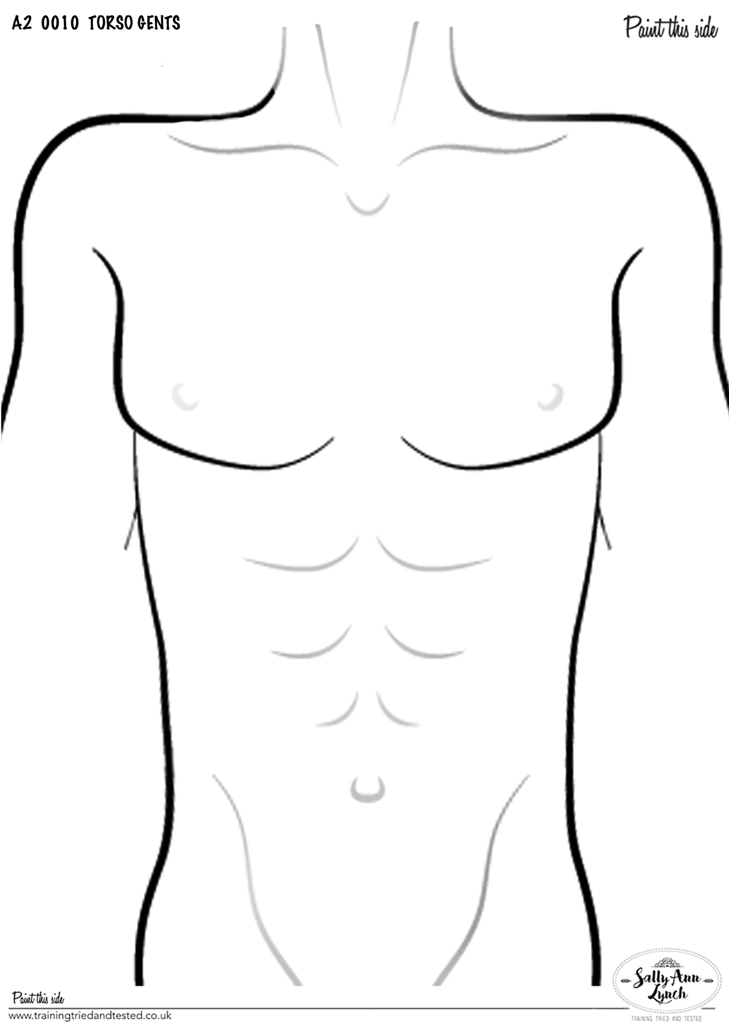 A2 Gents Torso Face Painting Practice board by Sally-Ann Lynch