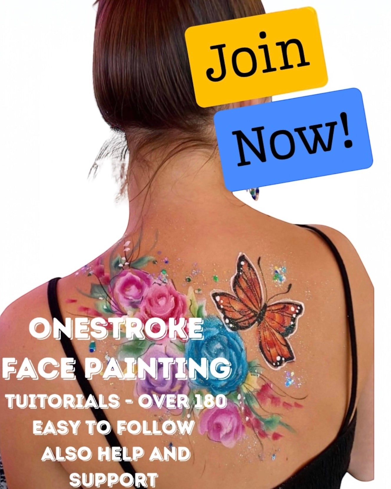 TRAINING IN ONESTROKE FACE PAINTING TUITION - over 190 easy to follow tutorials.  4 Types of membership available