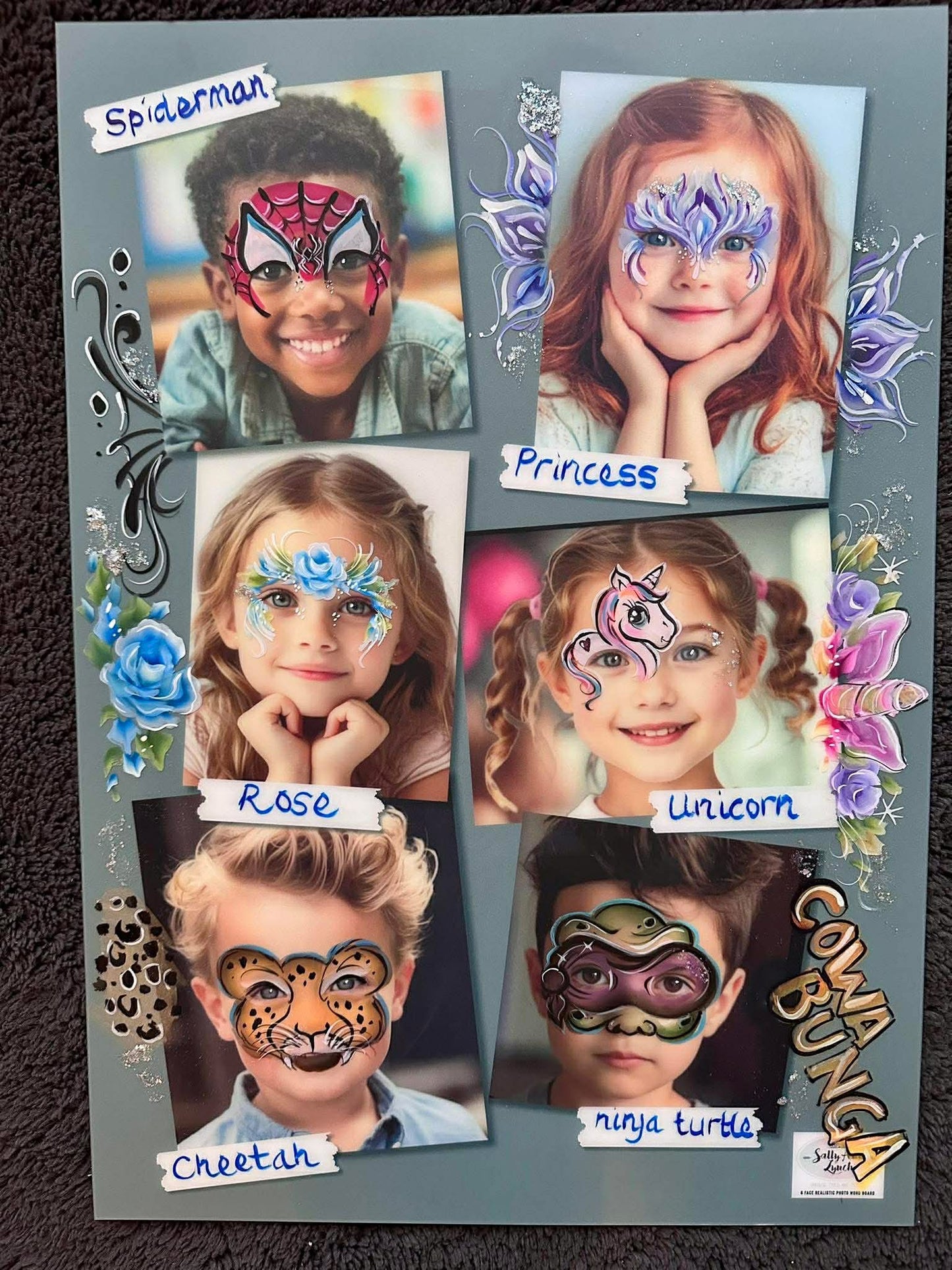 New A2 6 x Child Colour Word Practice & Display Board by Sally-Ann Lynch Training Tried & Tested (Portrait)