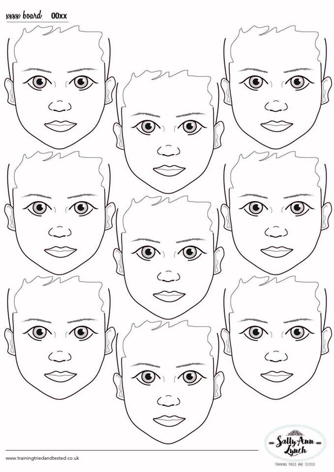 A3 Face Painting Practice & Display Board — 9 Child Faces