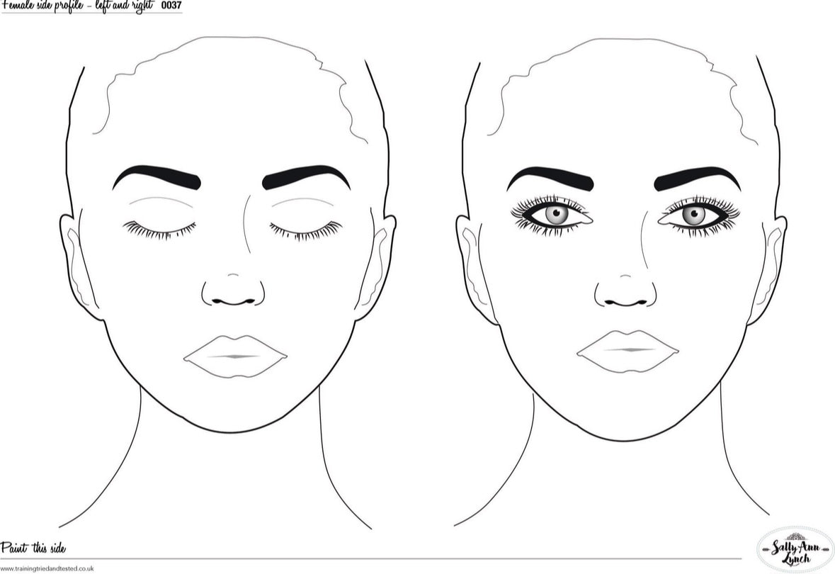A3 Double Board Ladies Full  Faces Eyes Open and Closed  Face Painting Practice Board (Landscape) by Sally-Ann Lynch
