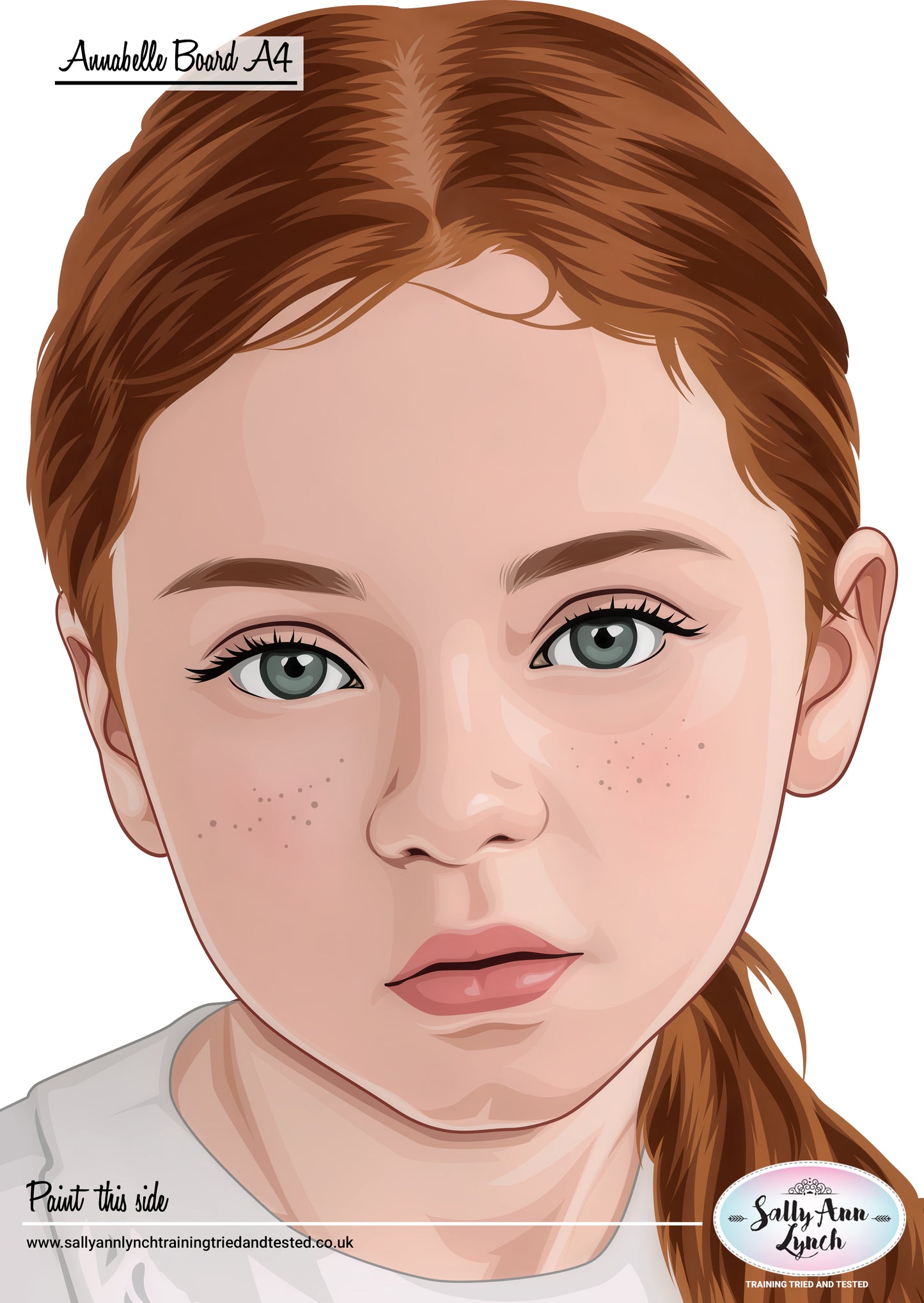 A4 ANNABELLE PRACTICE FACE PAINTING BOARD By Sally-Ann Lynch