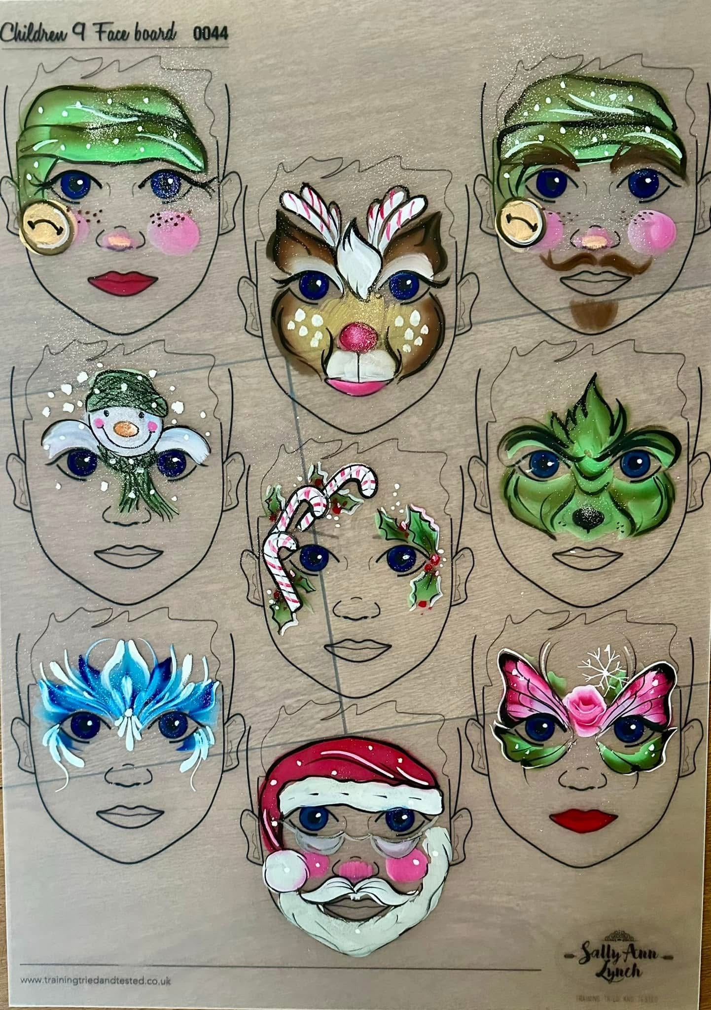 A3 Face Painting Practice & Display Board — 9 Child Faces