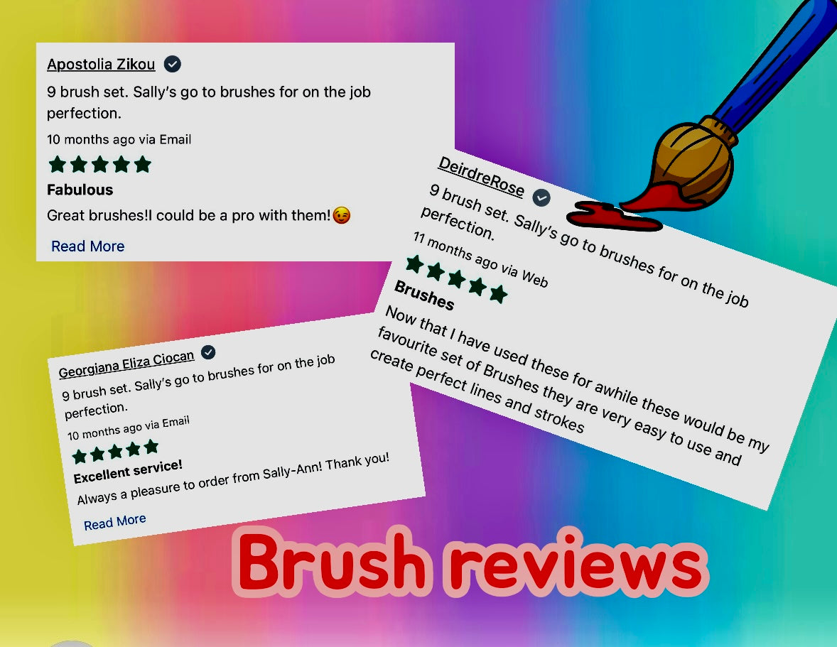 9 brush set.   Sally’s go to brushes for on the job perfection.