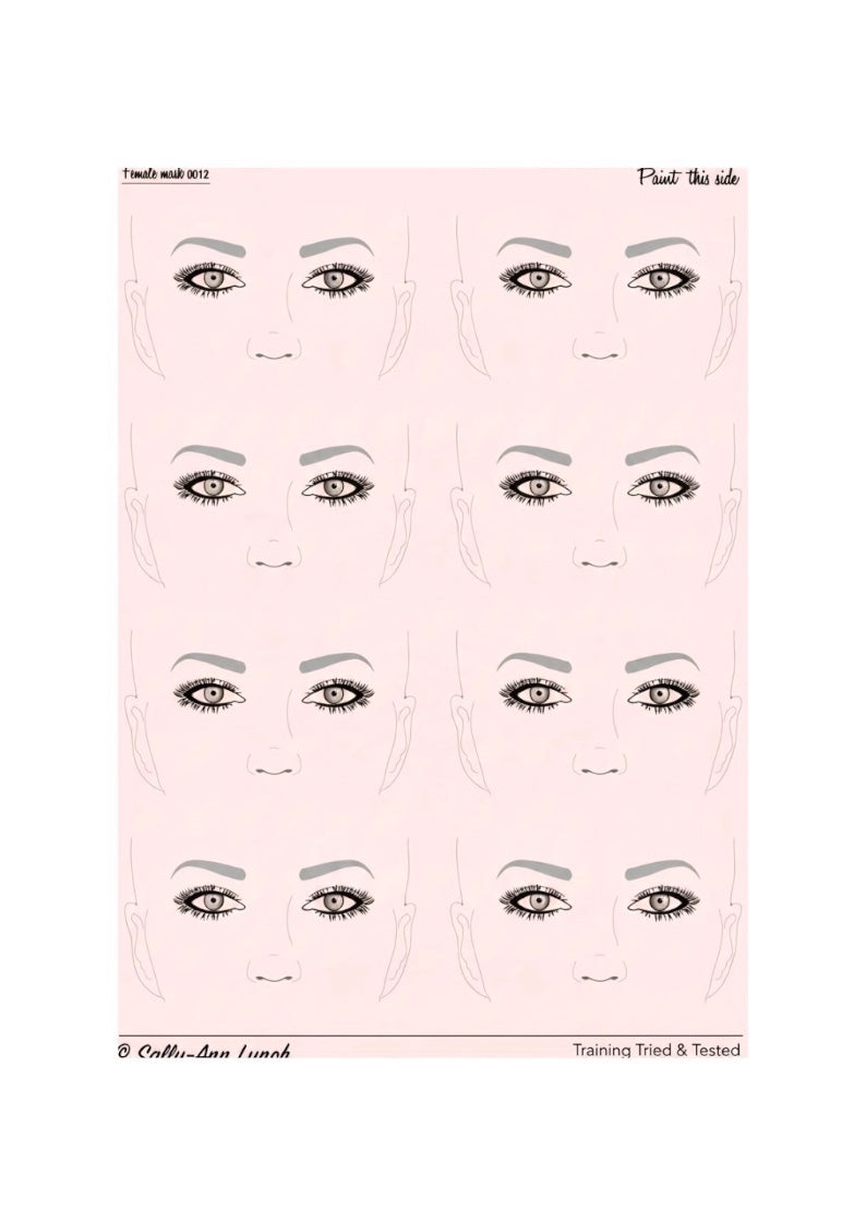 A3 Face Painting Practice & Display Board — 8 Face Masks (Portrait) Pale Pink