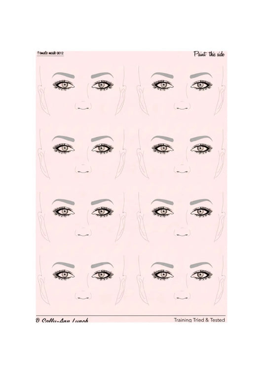A3 Face Painting Practice & Display Board — 8 Face Masks (Portrait) Pale Pink