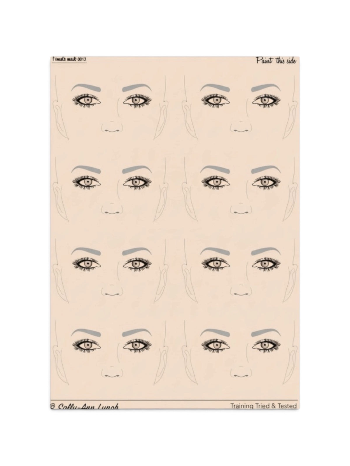 A3 Face Painting Practice & Display Board — 8 Face Masks (Portrait) Light Skintone