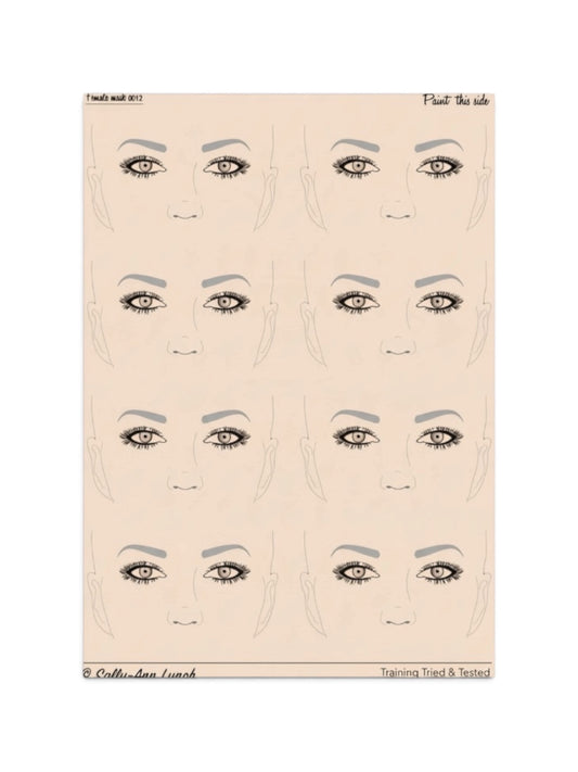 A3 Face Painting Practice & Display Board — 8 Face Masks (Portrait) Light Skintone