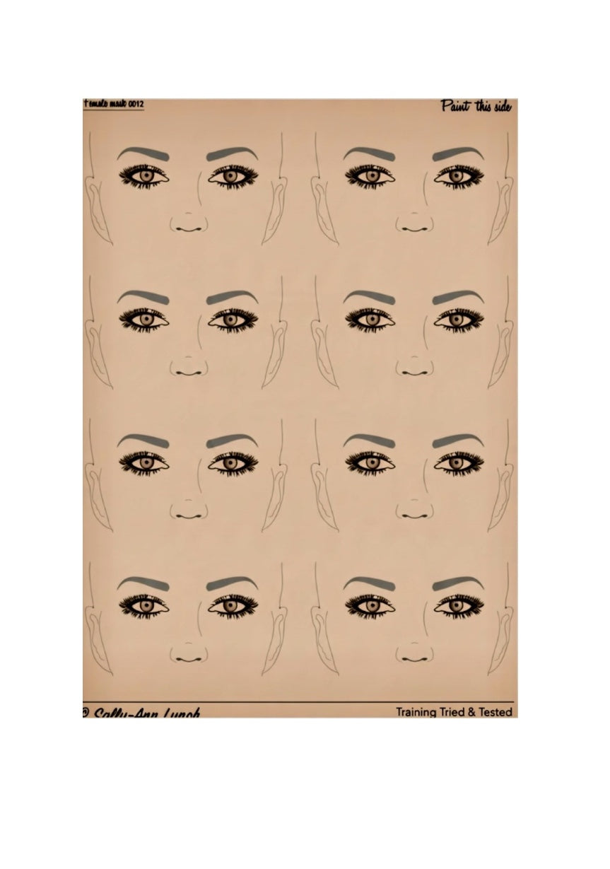 A3 Face Painting Practice & Display Board — 8 Face Masks (Portrait) Darker Skintone