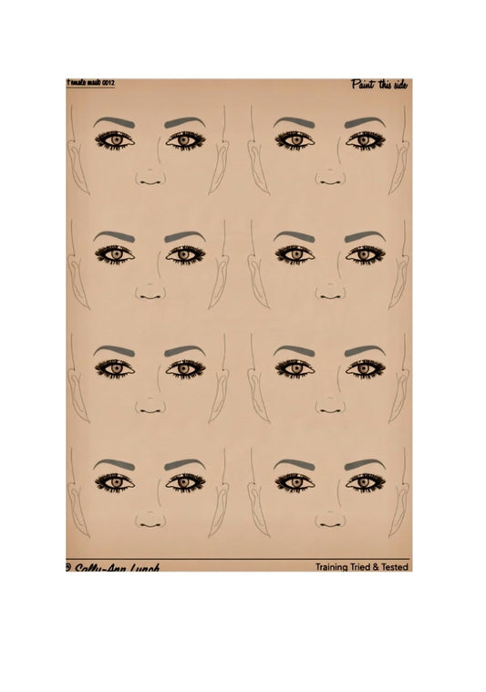 A3 Face Painting Practice & Display Board — 8 Face Masks (Portrait) Darker Skintone