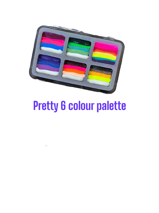 Pretty 6 colour Bespoke  Onestroke face painting Palette by Sally-Ann Lynch