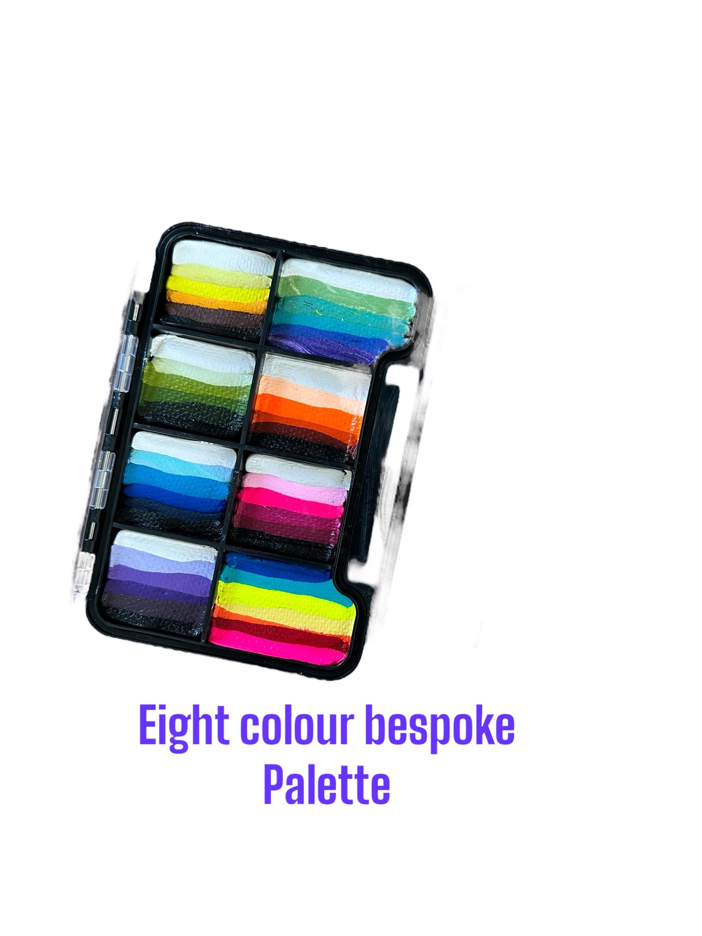 Eight colour Bespoke  Onestroke face painting Palette by Sally-Ann Lynch