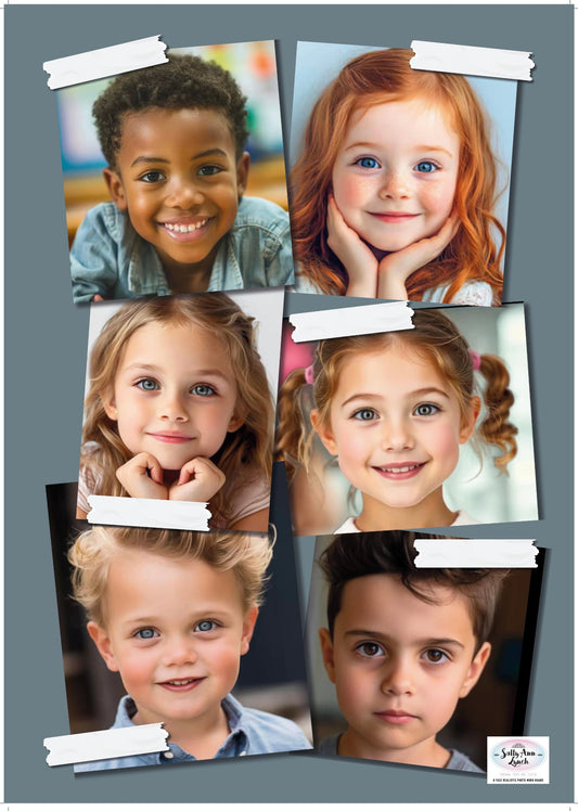 New A2 6 x Child Colour Word Practice & Display Board by Sally-Ann Lynch Training Tried & Tested (Portrait)