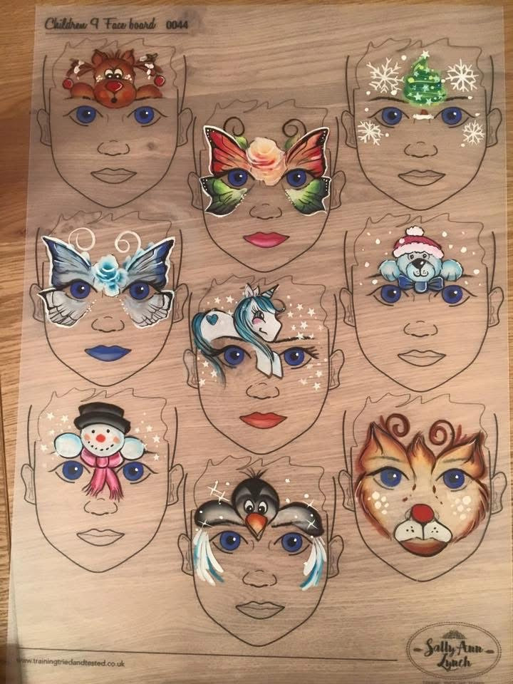 A3 Face Painting Practice & Display Board — 9 Child Faces