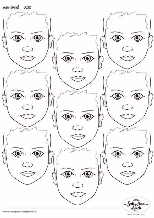 A2 9 x Child Face Practice & Display Board by Sally-Ann Lynch Training Tried & Tested