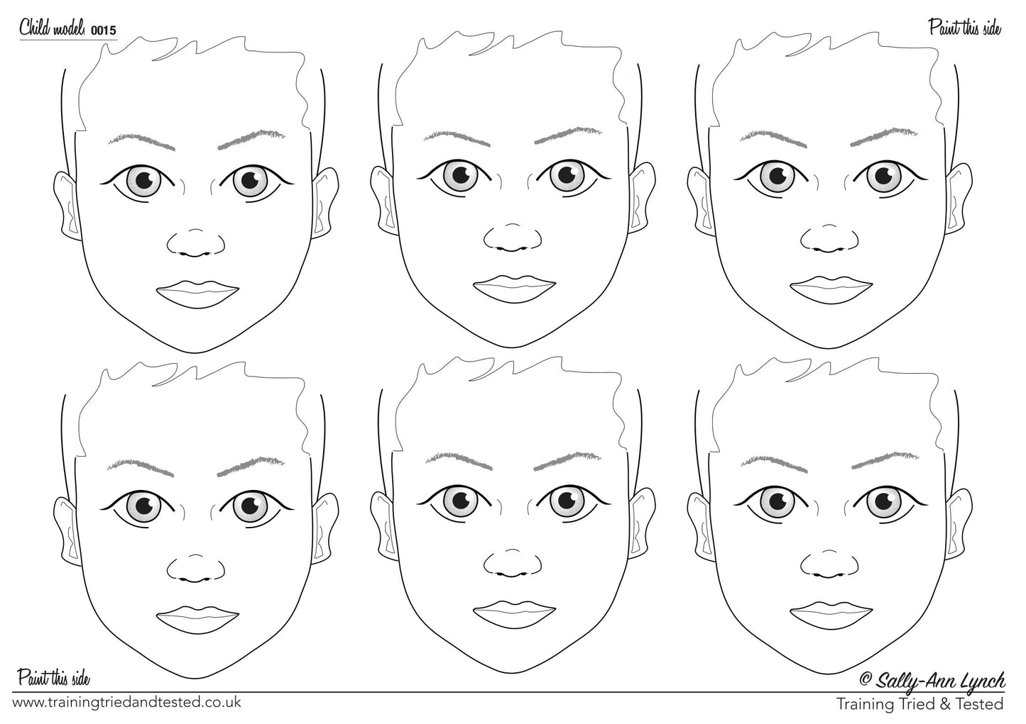 A2 6 x Child Face Practice & Display Board (Landscape) by Sally-Ann Lynch Training Tried & Tested